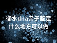 衡水dna亲子鉴定什么地方可以做