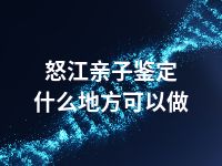 怒江亲子鉴定什么地方可以做