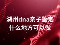 湖州dna亲子鉴定什么地方可以做