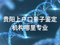 贵阳上户口亲子鉴定机构哪里专业