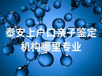 泰安上户口亲子鉴定机构哪里专业