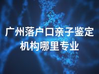 广州落户口亲子鉴定机构哪里专业