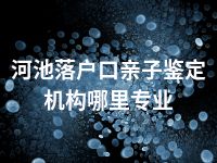 河池落户口亲子鉴定机构哪里专业