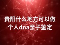 贵阳什么地方可以做个人dna亲子鉴定