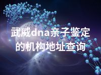 武威dna亲子鉴定的机构地址查询