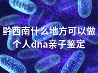 黔西南什么地方可以做个人dna亲子鉴定