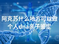 阿克苏什么地方可以做个人dna亲子鉴定