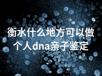 衡水什么地方可以做个人dna亲子鉴定