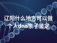 辽阳什么地方可以做个人dna亲子鉴定