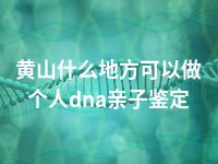 黄山什么地方可以做个人dna亲子鉴定