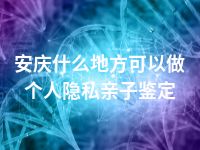 安庆什么地方可以做个人隐私亲子鉴定