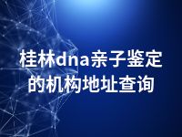 桂林dna亲子鉴定的机构地址查询