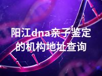 阳江dna亲子鉴定的机构地址查询