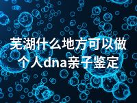 芜湖什么地方可以做个人dna亲子鉴定