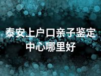 泰安上户口亲子鉴定中心哪里好