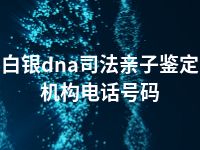 白银dna司法亲子鉴定机构电话号码