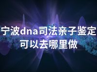 宁波dna司法亲子鉴定可以去哪里做