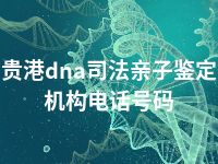 贵港dna司法亲子鉴定机构电话号码