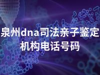 泉州dna司法亲子鉴定机构电话号码