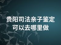 贵阳司法亲子鉴定可以去哪里做