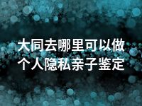 大同去哪里可以做个人隐私亲子鉴定