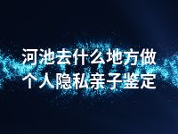 河池去什么地方做个人隐私亲子鉴定