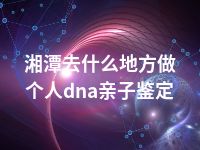 湘潭去什么地方做个人dna亲子鉴定