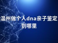 温州做个人dna亲子鉴定到哪里