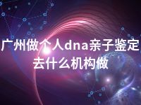 广州做个人dna亲子鉴定去什么机构做