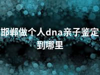 邯郸做个人dna亲子鉴定到哪里