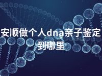 安顺做个人dna亲子鉴定到哪里