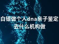 白银做个人dna亲子鉴定去什么机构做