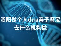 濮阳做个人dna亲子鉴定去什么机构做