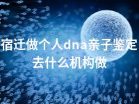 宿迁做个人dna亲子鉴定去什么机构做