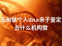 玉树做个人dna亲子鉴定去什么机构做