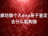 廊坊做个人dna亲子鉴定去什么机构做