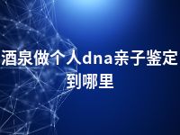 酒泉做个人dna亲子鉴定到哪里