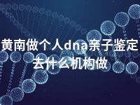 黄南做个人dna亲子鉴定去什么机构做