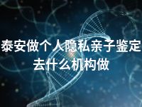 泰安做个人隐私亲子鉴定去什么机构做