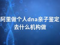 阿里做个人dna亲子鉴定去什么机构做