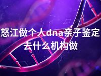 怒江做个人dna亲子鉴定去什么机构做