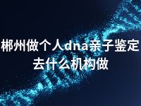 郴州做个人dna亲子鉴定去什么机构做