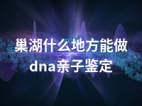 巢湖什么地方能做dna亲子鉴定