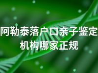 阿勒泰落户口亲子鉴定机构哪家正规