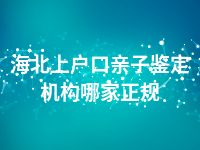 海北上户口亲子鉴定机构哪家正规