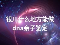 银川什么地方能做dna亲子鉴定