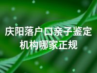 庆阳落户口亲子鉴定机构哪家正规