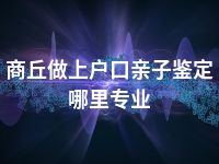 商丘做上户口亲子鉴定哪里专业