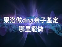 果洛做dna亲子鉴定哪里能做