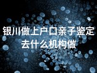 银川做上户口亲子鉴定去什么机构做